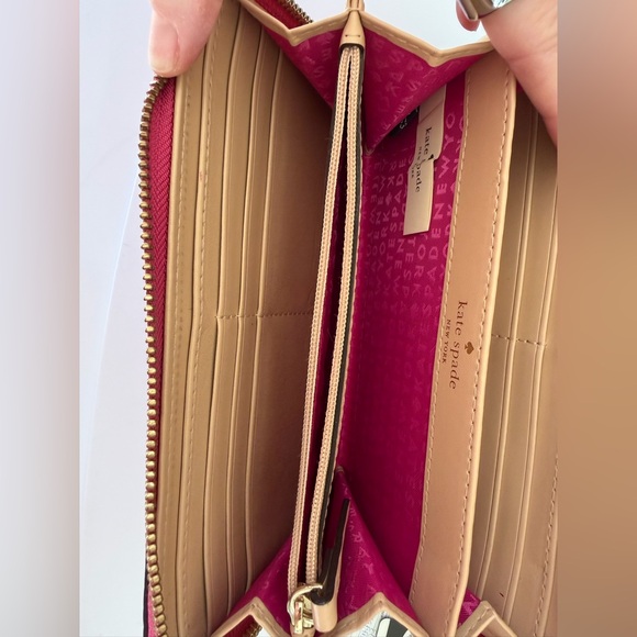 kate spade Pebbled Leather Long Wallet - Raspberry Pink - Picture 9 of 12